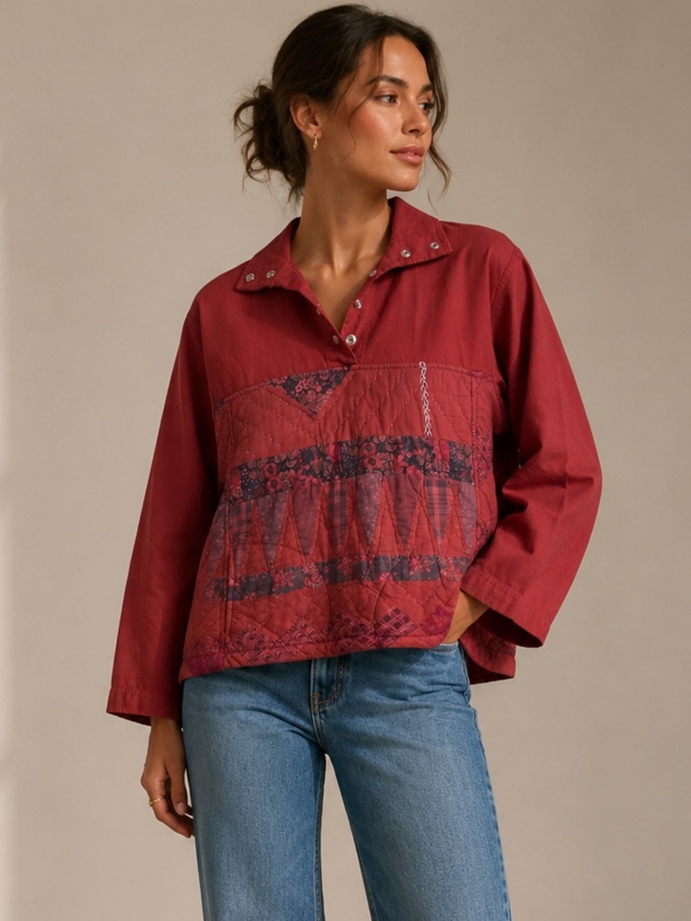 NEW NWT Carleen Pullover One Of A Kind Quilted Jacket Top Small